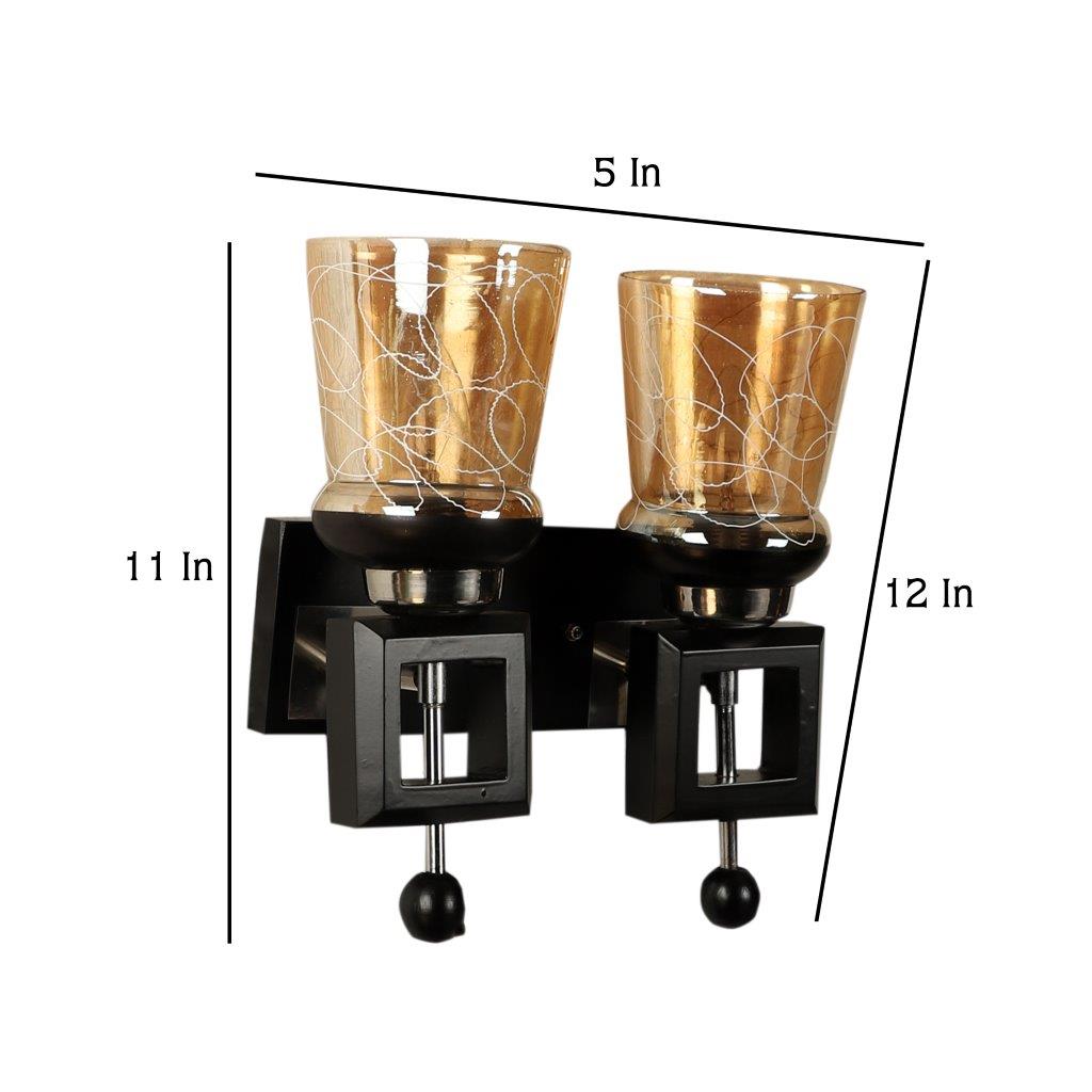 509 Bulb Marrón Brown Wood Wall Light - 509-2W-EDISON - Included Bulbs