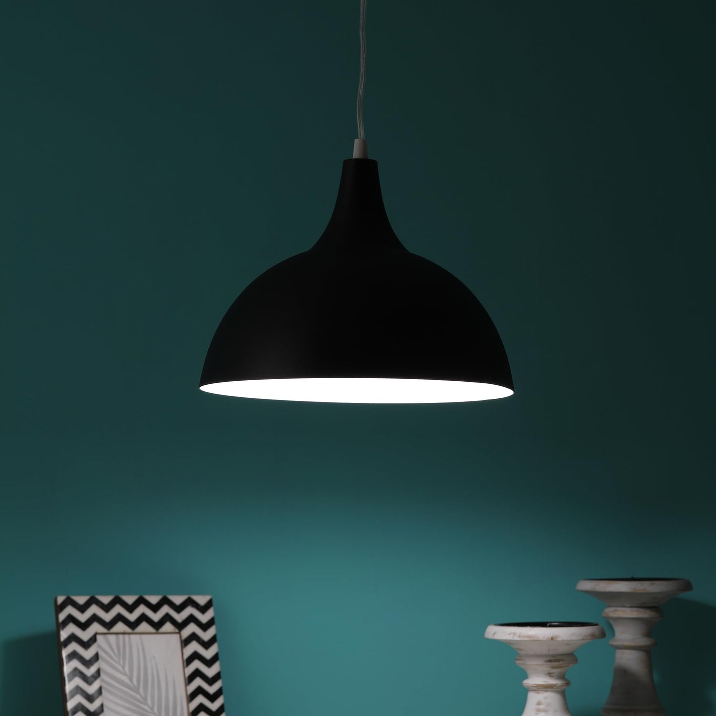 ELIANTE Black Metal Hanging Lights for Home, Office, Bedroom, Drawing Room & Lobby- Without BULB-M-4-HL-BK-WH | by Jainsons Lights