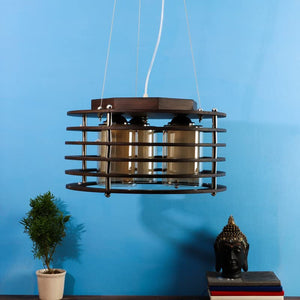 ELIANTE Wood Hanging Light Brown 16Inch 3 Light Chandelier for Living Room, Bedroom, Dining Room, Kitchen | by Jainsons Lights