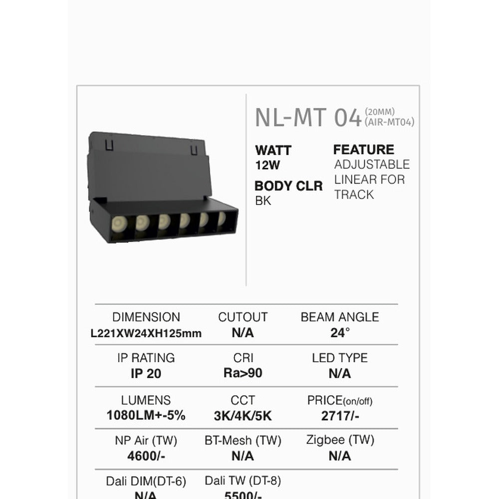 NL-MT 04 Adjustable Linear 12W L221mm