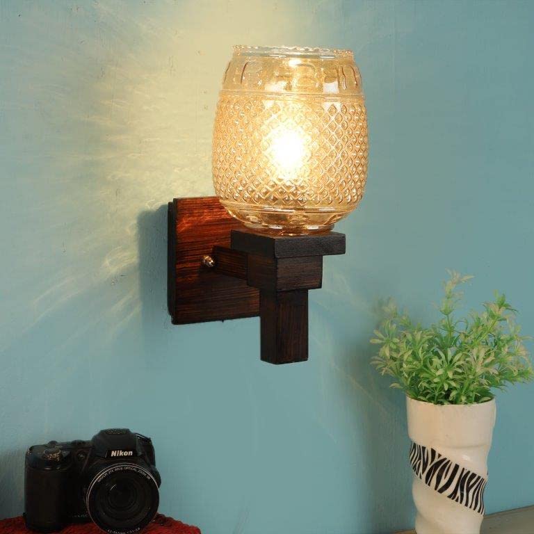 ELIANTE Perfect Brown Wood Wall Lights - Aj-02-1W-Gold | 3 Years Warranty | Free - LED LAMP
