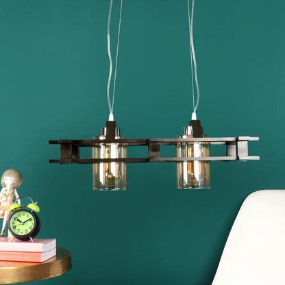 ELIANTE Pale Luminosity Brown Wood Hanging Light -M-77-2LP-BR - Without Bulb | by Jainsons Lights