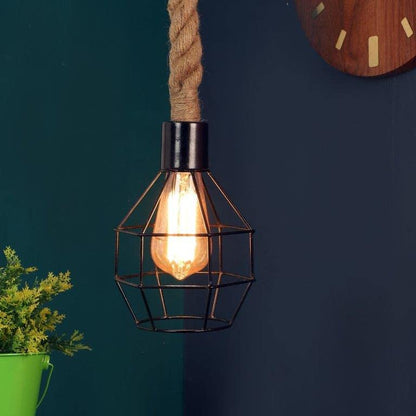 ELIANTE Modernised Black Iron Hanging Lights by Jainsons Lights - Rope Jali-1Lp - Without Bulb | by Jainsons Lights