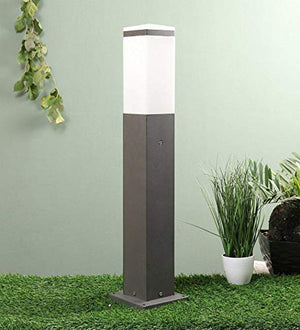 ELIANTE - Grey Metal Outdoor Gate Light Garden Light Bullard- 8202-BULLARD-24INCH-SQ - by Jainsons Lights - Without Bulb | by Jainsons Lights