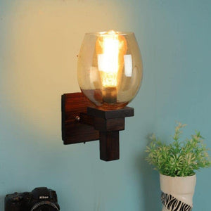 ELIANTE Illusive Brown Wood Wall Lights - Aj-07-1W-Gold | 3 Years Warranty | Free - LED LAMP