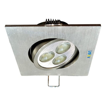 LAVOV Aluminium 3W- Square Led Spot Light - Recessed, Body Colour - Satin Nickel, LED - Warm White (3k), Warranty - 2 Years | by Jainsons Lights