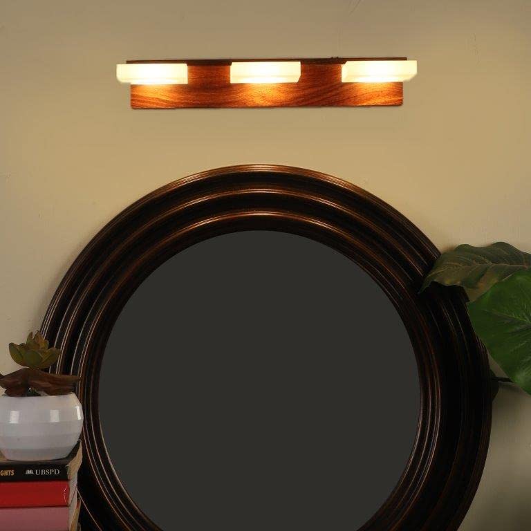 ELIANTE Pallid Wooden Iron Picture Light - Mirror Light by Jainsons Lights - Fuision-3Lp-15W-Wd - Without Bulb | by Jainsons Lights