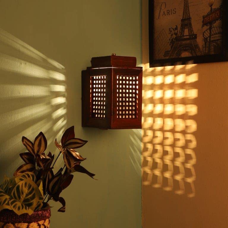 ELIANTE Dazzling Brown Wood Wall Light by Jainsons Lights - Js-Jali-1W -Wood - Without Bulb | by Jainsons Lights