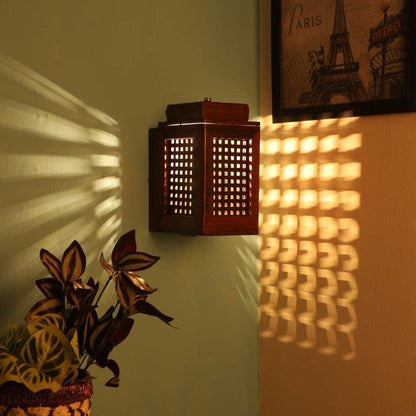 ELIANTE Dazzling Brown Wood Wall Light by Jainsons Lights - Js-Jali-1W -Wood - Without Bulb | by Jainsons Lights
