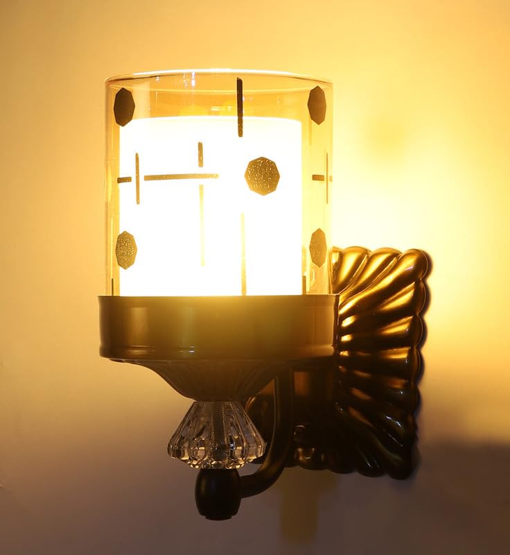 ELIANTE Glass Wall Light White and Gold Wall Lamp for Living Room, Bedroom, Dining Room, Kitchen - Without Bulb | 6293-1W