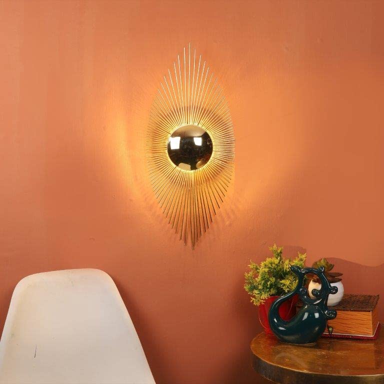 ELIANTE Distinct Brass Wall Light Gold for Living Room, Bedroom, Dining Room, Kitchen | 3 Years Warranty | Free - LED LAMP - JS-025-led-1X12W-FBA