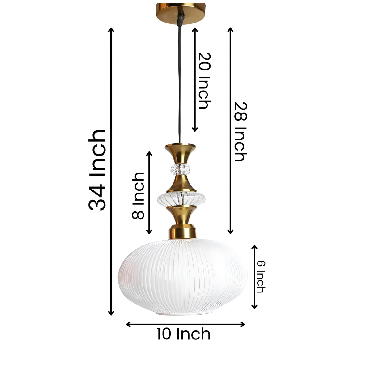 ELIANTE Povque Iron Hanging Light Vintage Decorate Hanging Lamp for Farmhouse Living Room Bedroom Corridor by Jainsons Lights Milky-Forsted - with LED Lamp(s) Included - JS-1318-HL-FROSTED