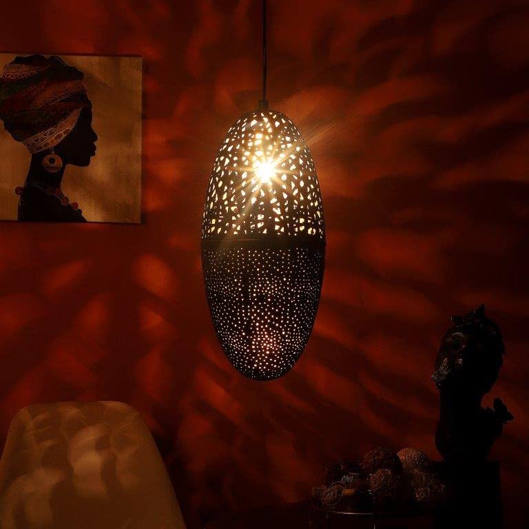 ELIANTE Black Iron Base Gold Iron Shade Hanging Light - M-14-1Lp - Without Bulb | by Jainsons Lights