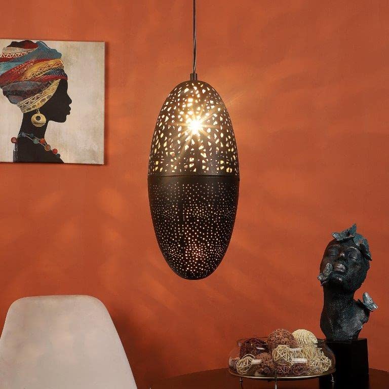 ELIANTE Black Iron Base Gold Iron Shade Hanging Light - M-14-1Lp - Without Bulb | by Jainsons Lights