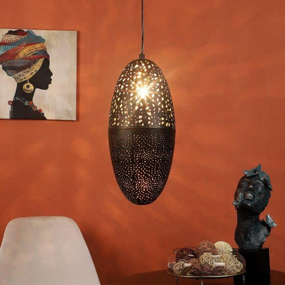 ELIANTE Black Iron Base Gold Iron Shade Hanging Light - M-14-1Lp - Without Bulb | by Jainsons Lights