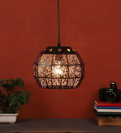ELIANTE Industrial Hanging Light | Black and Gold Metal | Decorative Pendant for Living Room, Bedroom, Dining Room, Kitchen | with LED Lamp(s) Included | 3 Years Warranty