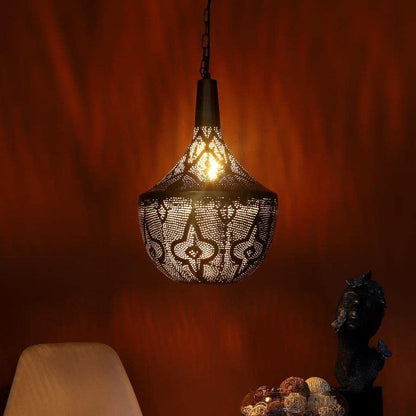 ELIANTE Antique Brass Brass Base Gold Brass Shade Hanging Light - M-010-1Lp - Without Bulb | by Jainsons Lights