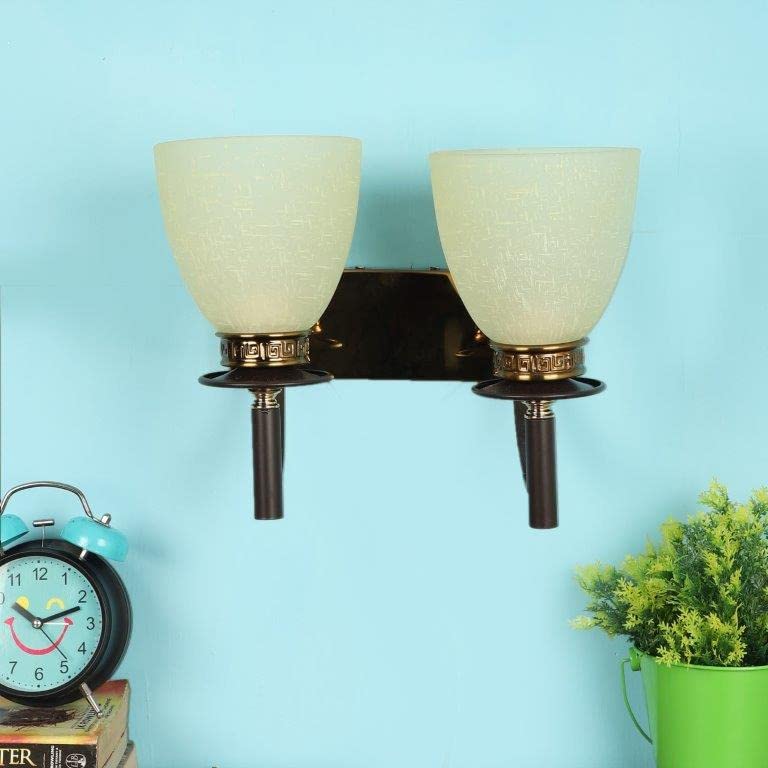 ELIANTE Smoky Wood Iron Wall Lights Gold for Living Room, Bedroom, Dining Room, Kitchen | 3 Years Warranty | Free - LED LAMP