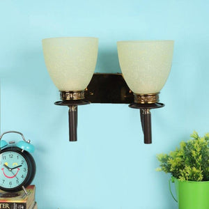 ELIANTE Smoky Wood Iron Wall Lights Gold for Living Room, Bedroom, Dining Room, Kitchen | 3 Years Warranty | Free - LED LAMP