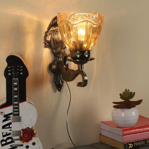 ELIANTE Pallid Aluminium Wall Light Antique Brass for Living Room, Bedroom, Dining Room, Kitchen | 3 Years Warranty | Free - LED LAMP