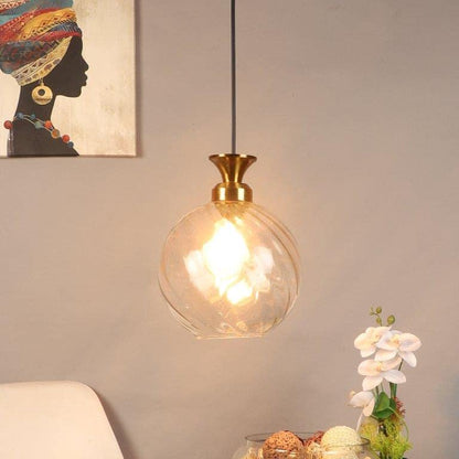 ELIANTE Iron Hanging Light Antique Gold Base Transparent Glass Shade Hanging Light for Living Room, Bedroom, Dining Room, Kitchen | by Jainsons Lights