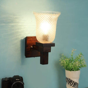 ELIANTE Heritage Black Wood Wall Lights - Aj-10-1W-Cleer | 3 Years Warranty | Free - LED LAMP