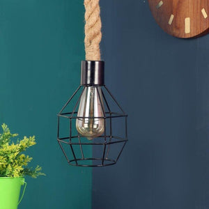 ELIANTE Modernised Black Iron Hanging Lights by Jainsons Lights - Rope Jali-1Lp - Without Bulb | by Jainsons Lights