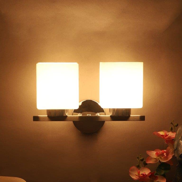 ELIANTE Iron Wall Light Chrome Base White Glass Shade Wall Light for Living Room, Bedroom, Dining Room, Kitchen | by Jainsons Lights
