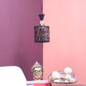 ELIANTE Black Iron Base Gold Glass Shade Hanging Light - A-4478-1Lp - Without Bulb | by Jainsons Lights