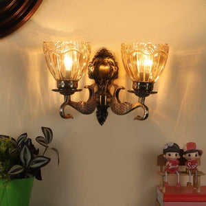 ELIANTE Excedded Aluminium Wall Light Antique Brass for Living Room, Bedroom, Dining Room, Kitchen | 3 Years Warranty | Free - LED LAMP