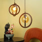 ELIANTE Wood Hanging Ligh Brown Base Gold White Shade Hanging Light for Living Room, Bedroom, Dining Room, Kitchen | by Jainsons Lights
