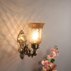 ELIANTE Aluminium Wall Light Antique Gold Base Transparent Glass Shade Wall Light for Living Room, Bedroom, Dining Room, Kitchen | by Jainsons Lights