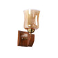 ELIANTE Brown Wood Base White and Gold White Shade Wall Light - 5313-1W - Bulb Included