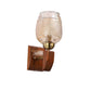 ELIANTE Brown Wood Base Gold White Shade Wall Light - 5314-1W-Gold - Bulb Included