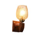 ELIANTE Brown Wood Base Gold White Shade Wall Light - 5314-1W-Gold - Bulb Included