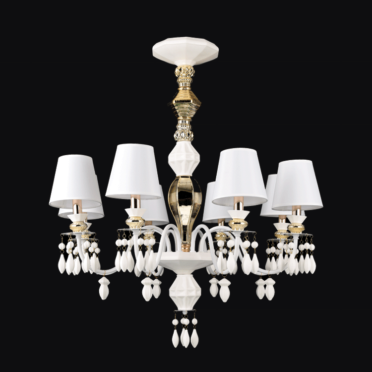 JSPHILO-6-415-8xE14 - White & Gold Metal Luxury Chandelier