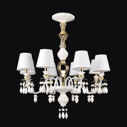 JSPHILO-6-415-8xE14 - White & Gold Metal Luxury Chandelier