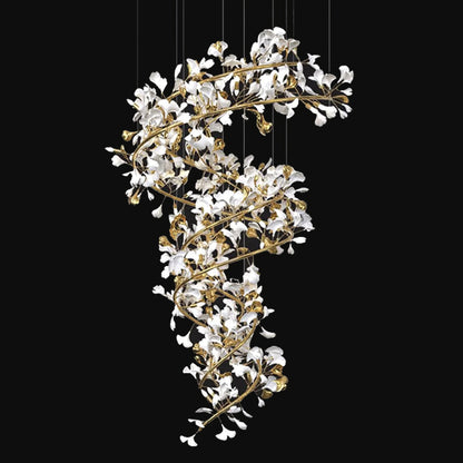 JSPHILO-6-416-20xG9 - Gold & White Metal Double Height Chandelier