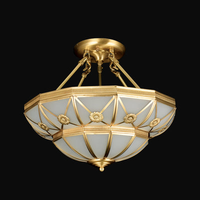 JSPHILO-6-417-6xE27 - Brass & Frosted Metal Classic Chandelier