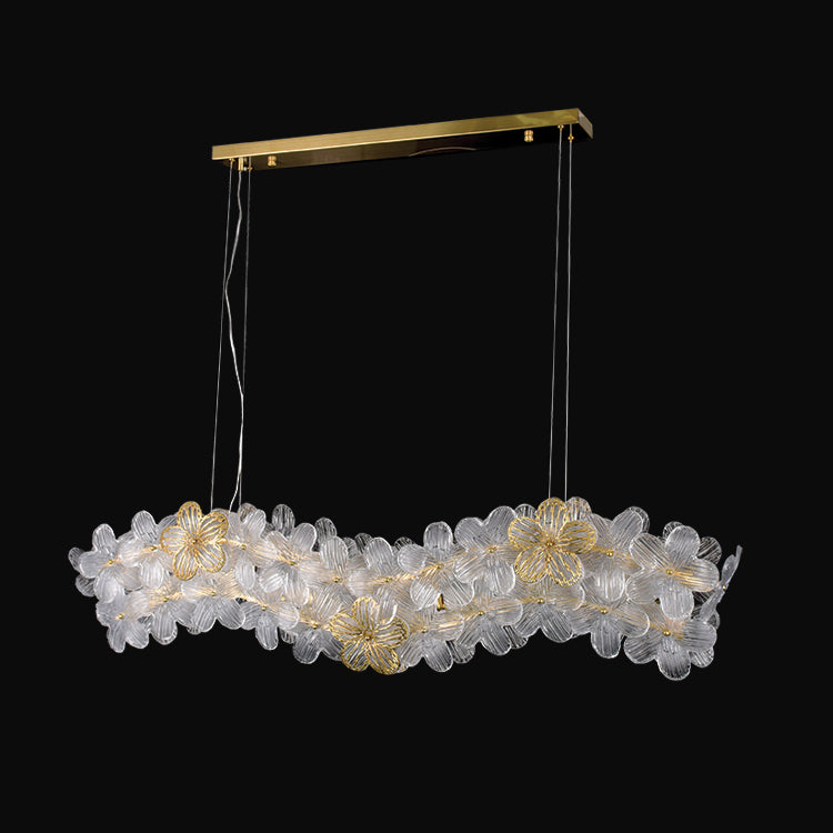 JSPHILO-6-420-8xE14 - Gold & Clear Metal Rectangular Chandelier