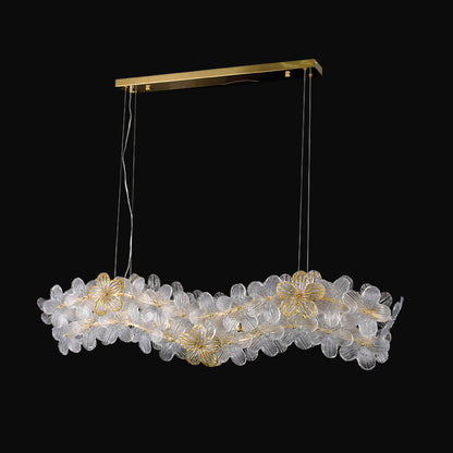 JSPHILO-6-420-8xE14 - Gold & Clear Metal Rectangular Chandelier