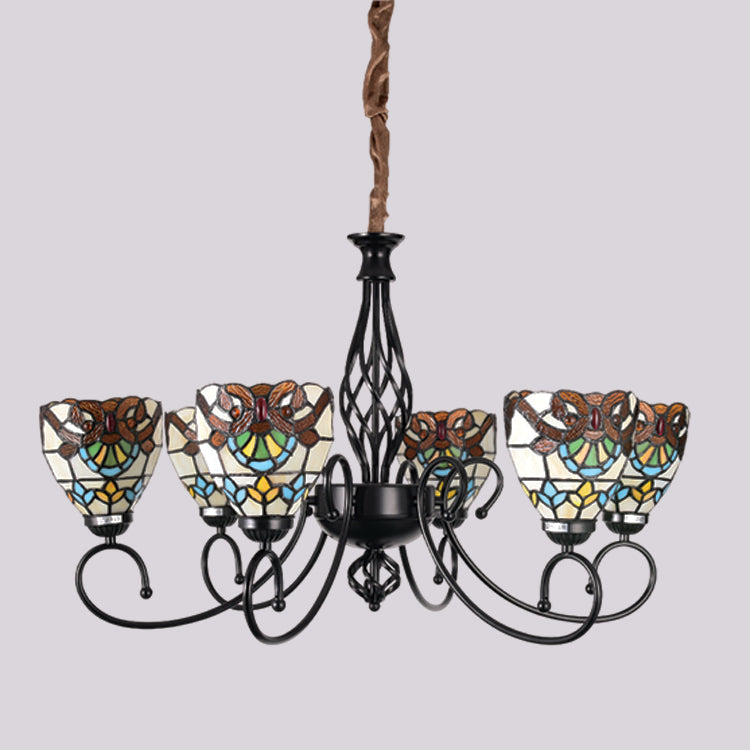 JSPHILO-6-421-6xE27 - Multi colour Metal Tiffany Chandelier