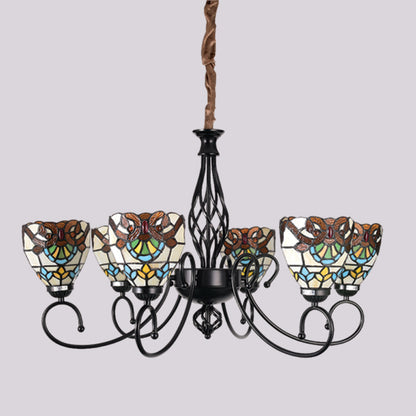 JSPHILO-6-421-6xE27 - Multi colour Metal Tiffany Chandelier