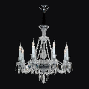 JSPHILO-6-424-8xE14 - Chrome & Clear Metal Luxury Chandelier
