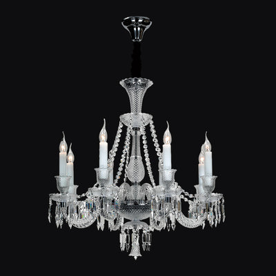 JSPHILO-6-424-8xE14 - Chrome & Clear Metal Luxury Chandelier