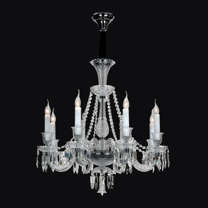 JSPHILO-6-424-8xE14 - Chrome & Clear Metal Luxury Chandelier