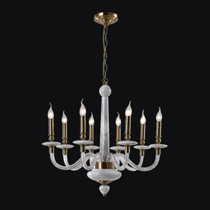 JSPHILO-6-426-8xE14 - Chrome & Clear Metal Candle Arm Chandelier