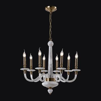 JSPHILO-6-426-8xE14 - Chrome & Clear Metal Candle Arm Chandelier