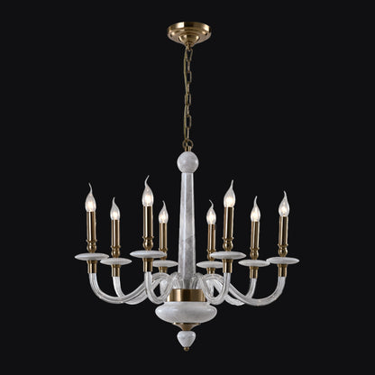 JSPHILO-6-426-8xE14 - Chrome & Clear Metal Candle Arm Chandelier