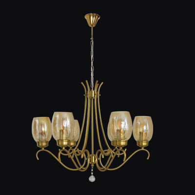 JSPHILO-6-431-6xE27 - Gold & Amber Metal Classic Chandelier